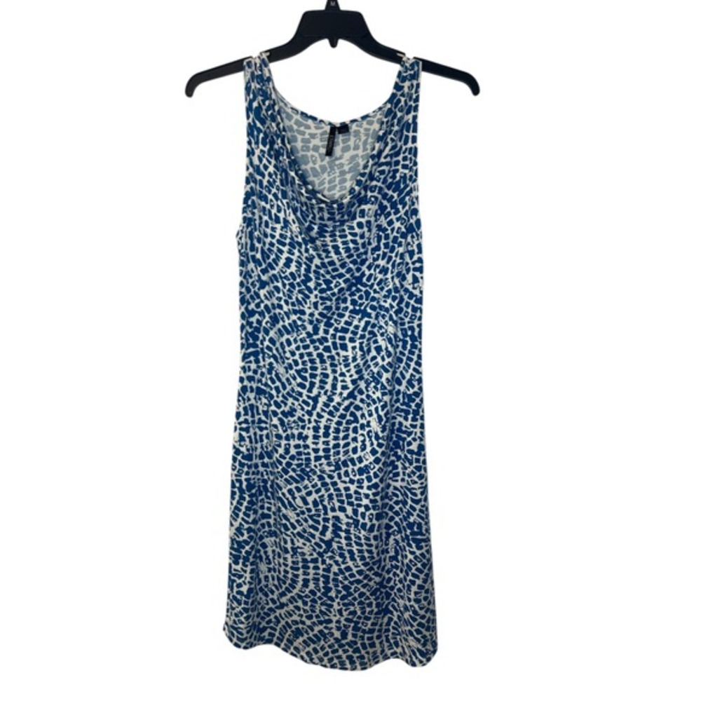 Ethyl L!ve Blue Print Cowl Neck Sleeveless Casual Dress‎ Size L